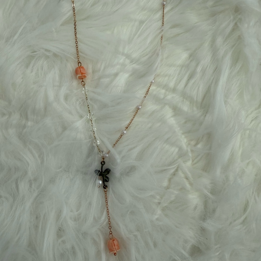 Elegant Orange and Gold Floral Women's Necklace